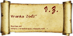 Vranka Zoé névjegykártya
